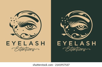 Eyelash extension logo design vector template. Vector illustration in a feminine style.