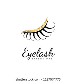 Eyelash Extension Logo Makeup Gold Glitter Stock Vector (Royalty Free ...