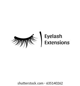 Eyelash extension logo. Vector black and white illustration in a modern style