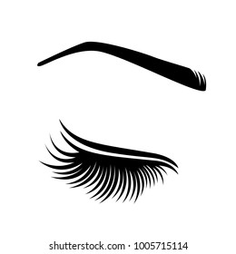 Eyelash extension logo. Vector illustration of lashes. For beauty salon, lash extensions maker.