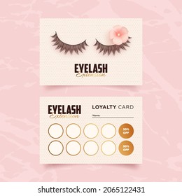 Eyelash extension loyalty card template. Vector illustration