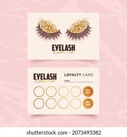 Eyelash extension loyalty card template. Vector illustration