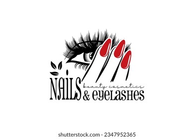 Eyelash extension and nail care logo design for beauty and cosmetic salon