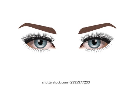 Eyelash extension types, realistic eyes and eyelashes, high detail