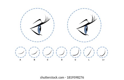 Eyelash extension, Woman's eye with long thick eyelashes. Close-up, selective focus. Leadership. Infographic vector illustration