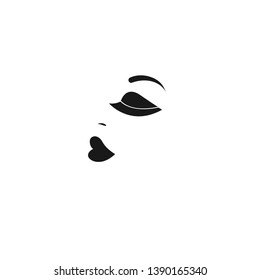 Eyelash extensions, beautiful female abstraсе profile, black logo for  beauty salon, design element, glamor girls face. Vector icon
