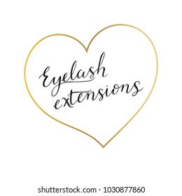 Eyelash extensions logo. Hand made calligraphy.Vector illustration, ideal for lashes extensions salons, beauty shops, Eyelash extensions etc.