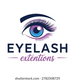Eyelash extensions logo with stylized eye vector illustration