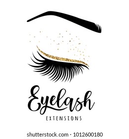 Eyelash extensions logo. Vector illustration of lashes. For beauty salon, lash extensions maker.