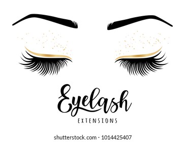 Eyelash extensions logo. Vector illustration of lashes. For beauty salon, lash extensions maker.