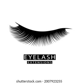 Eyelash extensions. Vector illustration. Logo with black lash.