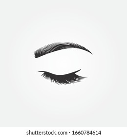 Eyelash and eye eyebrow logo vector symbol icon template design illustration