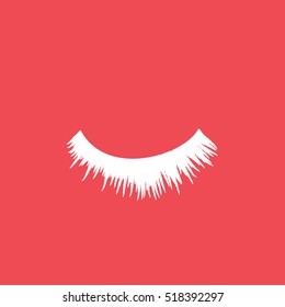 Eyelash Flat Icon On Red Background