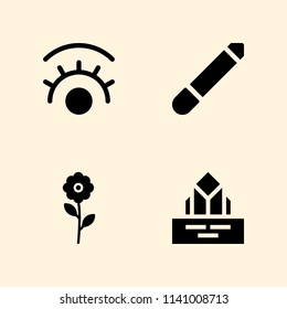 eyelash, iceberg, flower and makeup icons set. Vector graphic design for web and application
