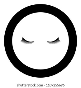 Eyelash icon black color in circle round 