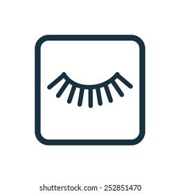 Eyelash Icon Rounded Squares Button, On White Background 