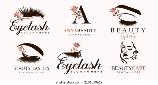 eyelash icon set logo design