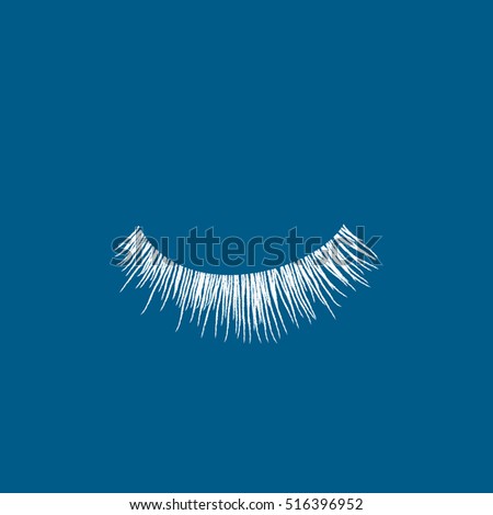 Eyelash Line Icon On Blue Background