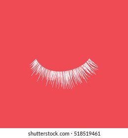 Eyelash Line Icon On Red Background