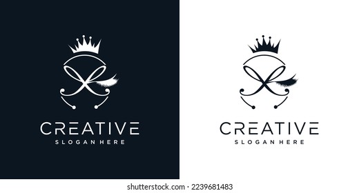 Eyelash logo creative concept with combination letter X Premium Vector