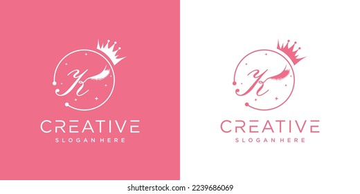 Eyelash logo creative concept with combination letter K Premium Vector