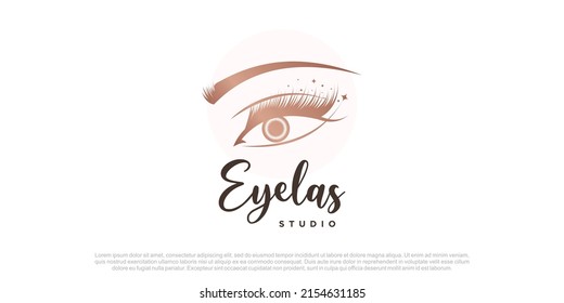 Eyelash logo design for beauty with creative concept Premium Vector