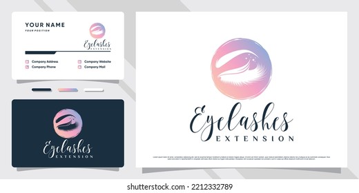 Eyelash logo design for makeup studio with creative concept and business card template