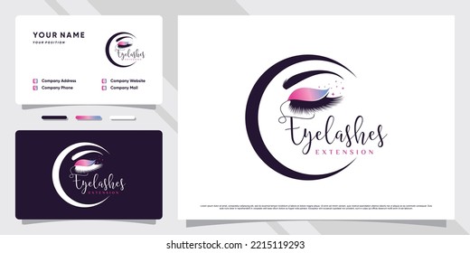 Eyelash logo design for makeup studio with creative concept and business card template