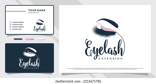 Eyelash logo design for makeup studio with creative concept and business card template