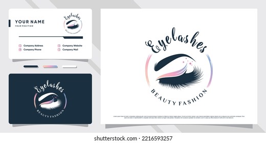 Eyelash logo design for makeup studio with creative concept and business card template