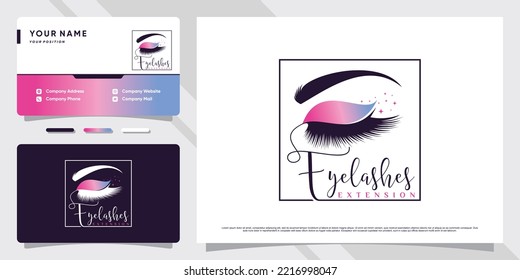 Eyelash logo design for makeup studio with creative concept and business card template