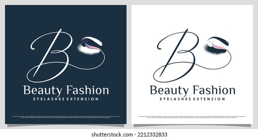 Eyelash logo design template for beauty salon with initial letter b and creative element