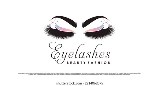 Eyelash logo design template for beauty makeup and creative unique concept