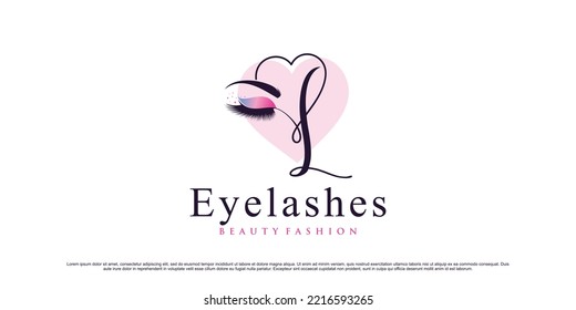 Eyelash logo design template for beauty salon with initial letter l and creative element concept