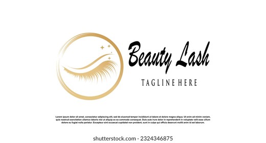 Eyelash logo icon with creative and  beauty concept premium vector