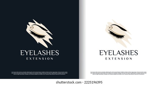 Eyelash logo icon with modern beauty concept design premium vector