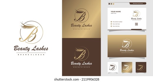 Eyelash logo with letter B style Premium Vector