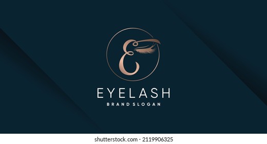 Eyelash-Logo mit Buchstabe E-Stil, Premium-Vektorgrafik