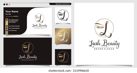 Eyelash logo with letter L style Premium Vector