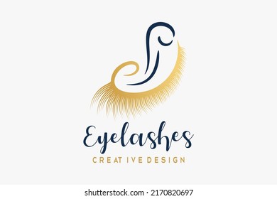 Eyelash logo with eyelash silhouette in creative concept s shape, logo for make up or beauty salon
