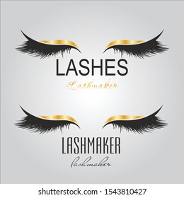 Eyelash Logo. Vector Illustration Of Lashes. For Beauty Salon, Lash Extensions Maker.