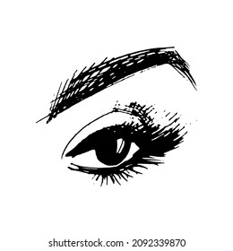 eyelash makeup. eye vector sketch on white background