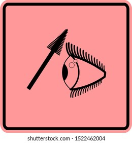 eyelash mascara pink vector sign