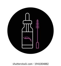Eyelash oil black glyph icon. Pictogram for web page, mobile app, promo. UI UX GUI design element. Editable stroke.