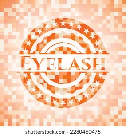 Eyelash orange mosaic emblem with background 
