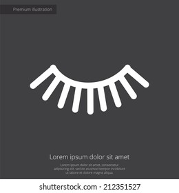 eyelash premium illustration icon, isolated, white on dark background, with text elements 