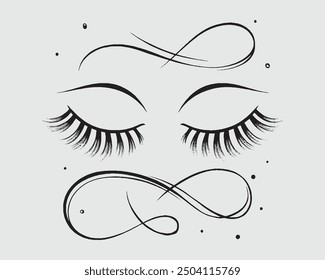 Eyelash set on white background, girl, vector illustration, eye, salon, vector, eyelash, false, lash, illustration.eps
