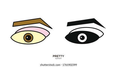 Eyelash vector illustration lineal color and filled design