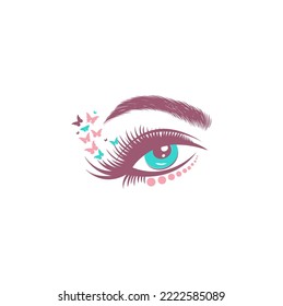 Eyelashes Art logo with butterfly effect
