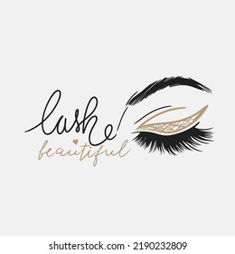 Eyelashes are beautiful, handwritten lettering, long eyelashes, fashion, lettering design